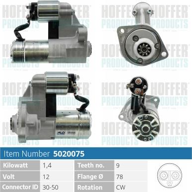 Hoffer H5020075 - Стартер autospares.lv