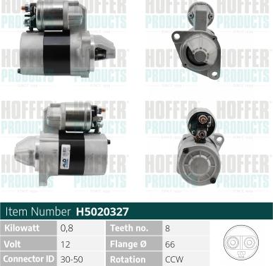 Hoffer H5020327 - Стартер autospares.lv