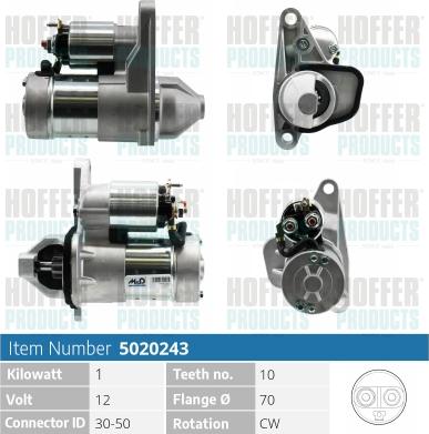 Hoffer H5020243 - Стартер autospares.lv