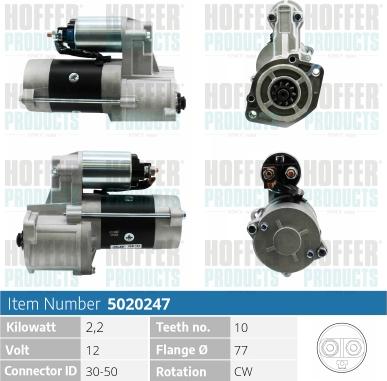 Hoffer H5020247 - Стартер autospares.lv