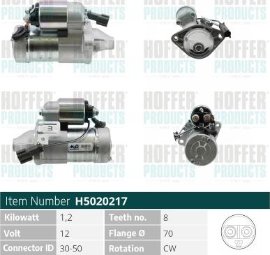 Hoffer H5020217 - Стартер autospares.lv