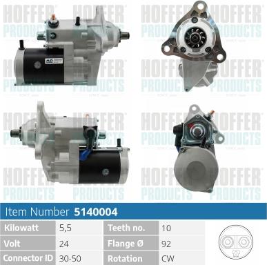 Hoffer H5140004 - Стартер autospares.lv