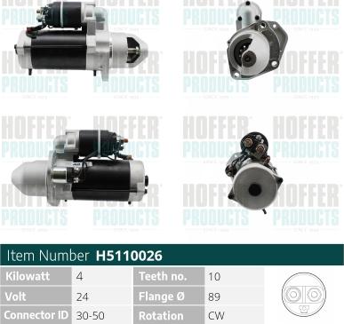 Hoffer H5110026 - Стартер autospares.lv