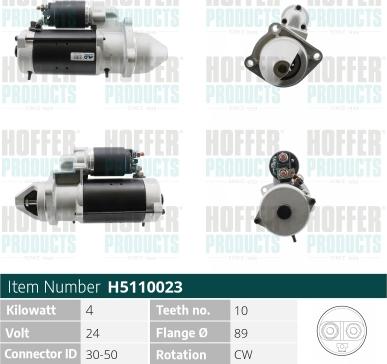 Hoffer H5110023 - Стартер autospares.lv