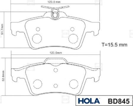 Hola BD845 - Тормозные колодки, дисковые, комплект autospares.lv