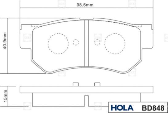 Hola BD848 - Тормозные колодки, дисковые, комплект autospares.lv