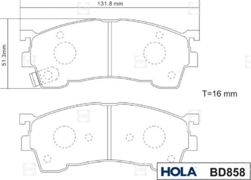 Hola BD858 - Тормозные колодки, дисковые, комплект autospares.lv