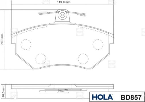 Hola BD857 - Тормозные колодки, дисковые, комплект autospares.lv