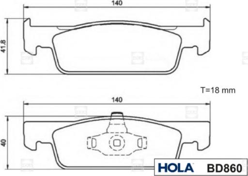 Hola BD860 - Тормозные колодки, дисковые, комплект autospares.lv