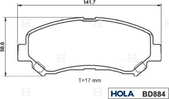 Hola BD884 - Тормозные колодки, дисковые, комплект autospares.lv