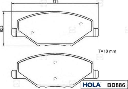 Hola BD886 - Тормозные колодки, дисковые, комплект autospares.lv