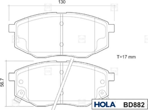 Hola BD882 - Тормозные колодки, дисковые, комплект autospares.lv