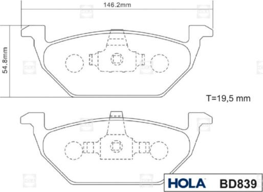 Hola BD839 - Тормозные колодки, дисковые, комплект autospares.lv