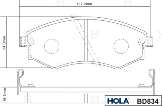 Hola BD834 - Тормозные колодки, дисковые, комплект autospares.lv