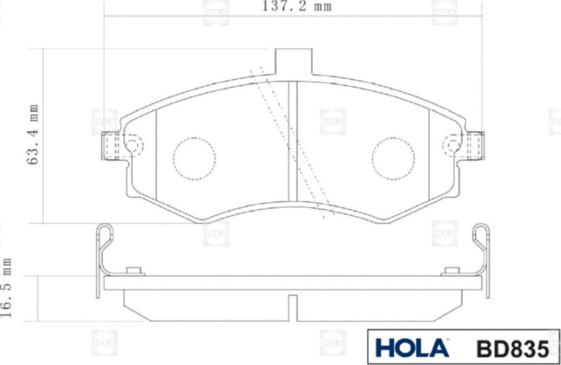 Hola BD835 - Тормозные колодки, дисковые, комплект autospares.lv