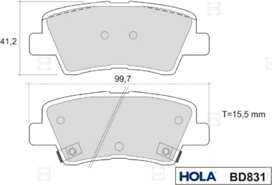 Hola BD831 - Тормозные колодки, дисковые, комплект autospares.lv