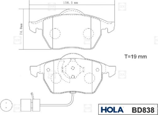 Hola BD838 - Тормозные колодки, дисковые, комплект autospares.lv