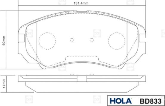 Hola BD833 - Тормозные колодки, дисковые, комплект autospares.lv