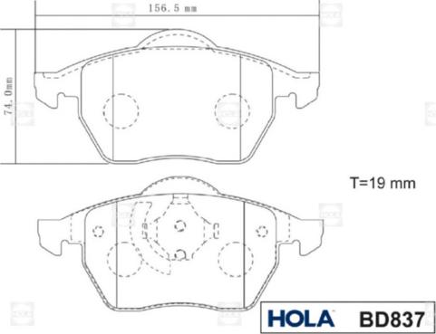 Hola BD837 - Тормозные колодки, дисковые, комплект autospares.lv