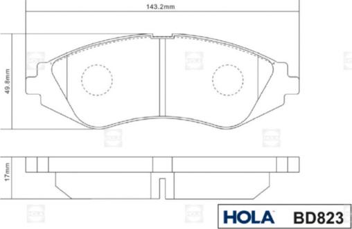 Hola BD823 - Тормозные колодки, дисковые, комплект autospares.lv