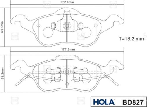 Hola BD827 - Тормозные колодки, дисковые, комплект autospares.lv