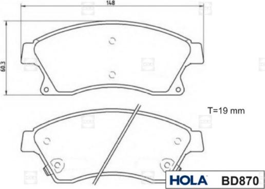 Hola BD870 - Тормозные колодки, дисковые, комплект autospares.lv