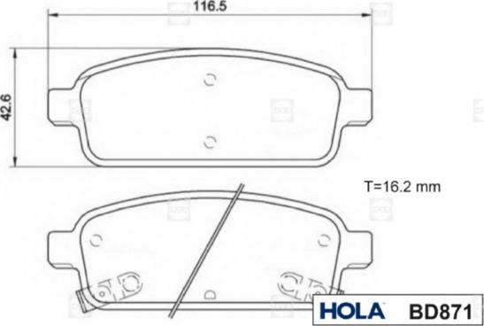 Hola BD871 - Тормозные колодки, дисковые, комплект autospares.lv