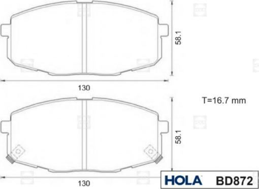 Hola BD872 - Тормозные колодки, дисковые, комплект autospares.lv