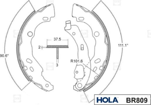 Hola BR809 - Комплект тормозных колодок, барабанные autospares.lv