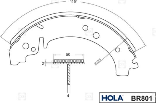 Hola BR801 - Комплект тормозных колодок, барабанные autospares.lv