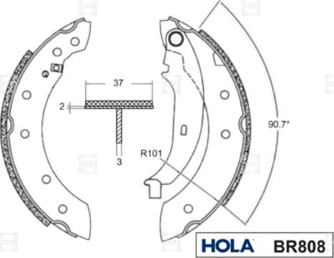 Hola BR808 - Комплект тормозных колодок, барабанные autospares.lv