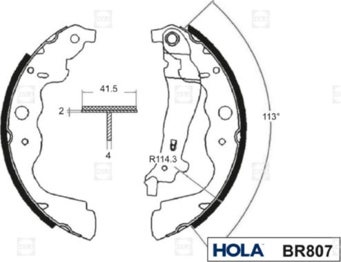 Hola BR807 - Комплект тормозных колодок, барабанные autospares.lv