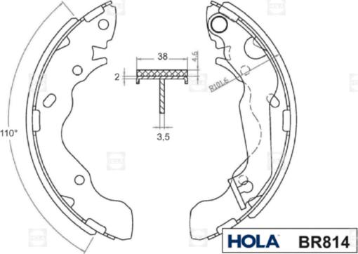 Hola BR814 - Комплект тормозных колодок, барабанные autospares.lv