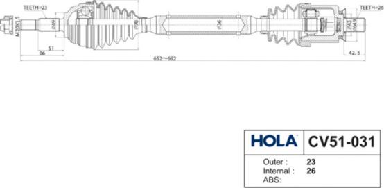 Hola CV51-031 - Приводной вал autospares.lv