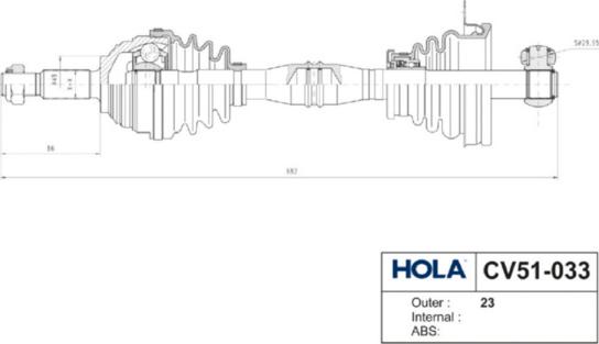 Hola CV51-033 - Приводной вал autospares.lv