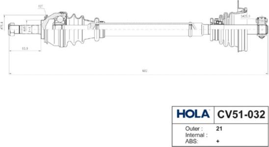 Hola CV51-032 - Приводной вал autospares.lv