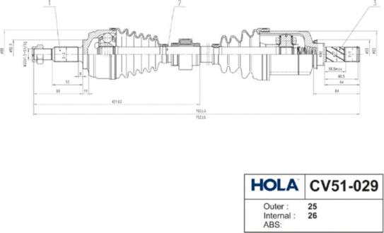 Hola CV51-029 - Приводной вал autospares.lv