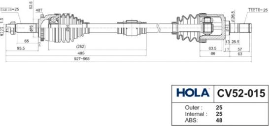 Hola CV52-015 - Приводной вал autospares.lv