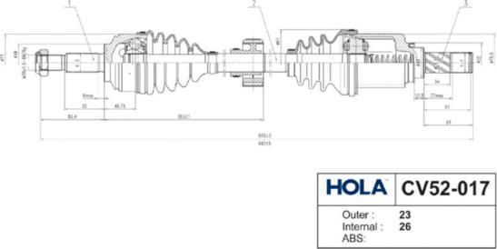 Hola CV52-017 - Приводной вал autospares.lv