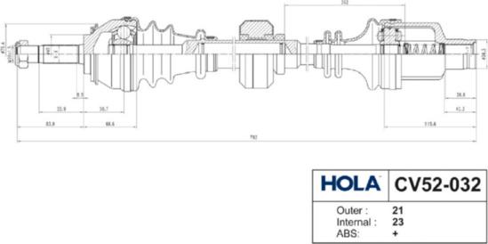 Hola CV52-032 - Приводной вал autospares.lv