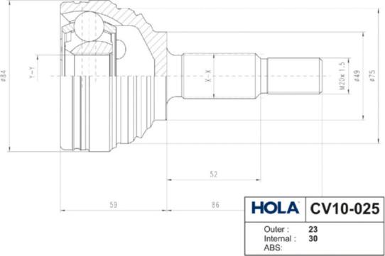 Hola CV10-025 - Шарнирный комплект, ШРУС, приводной вал autospares.lv