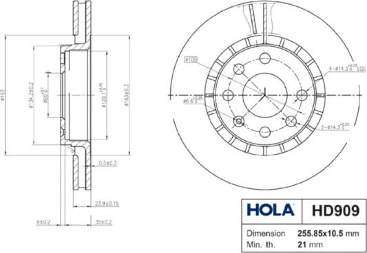 Hola HD909 - Тормозной диск autospares.lv