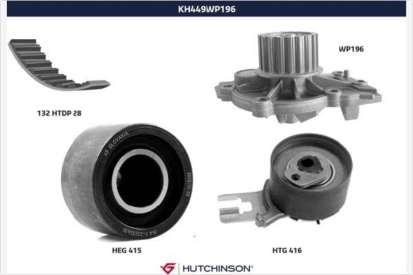 Hutchinson KH 449WP196 - Водяной насос + комплект зубчатого ремня ГРМ autospares.lv