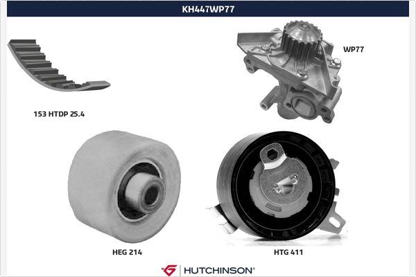 Hutchinson KH 447WP77 - Водяной насос + комплект зубчатого ремня ГРМ autospares.lv