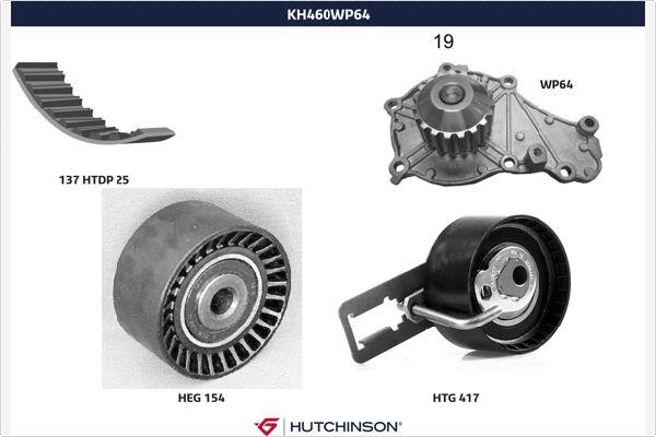 Hutchinson KH 460WP64 - Водяной насос + комплект зубчатого ремня ГРМ autospares.lv