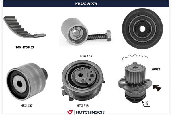 Hutchinson KH 462WP79 - Водяной насос + комплект зубчатого ремня ГРМ autospares.lv