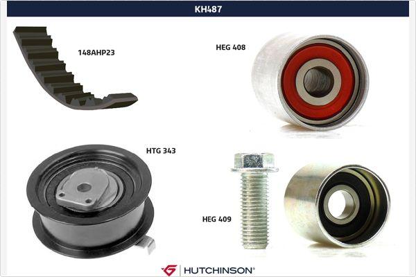 Hutchinson KH 487 - Комплект зубчатого ремня ГРМ autospares.lv