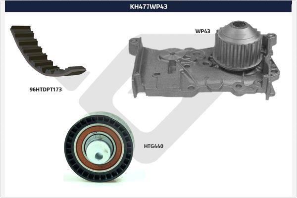 Hutchinson KH 477WP43 - Водяной насос + комплект зубчатого ремня ГРМ autospares.lv