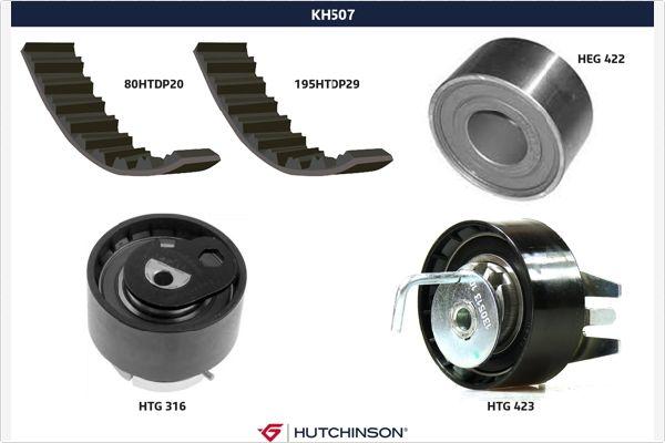 Hutchinson KH 507 - Комплект зубчатого ремня ГРМ autospares.lv