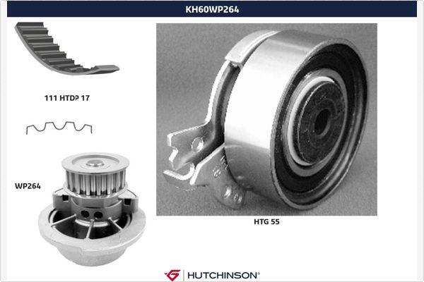 Hutchinson KH 60WP264 - Водяной насос + комплект зубчатого ремня ГРМ autospares.lv